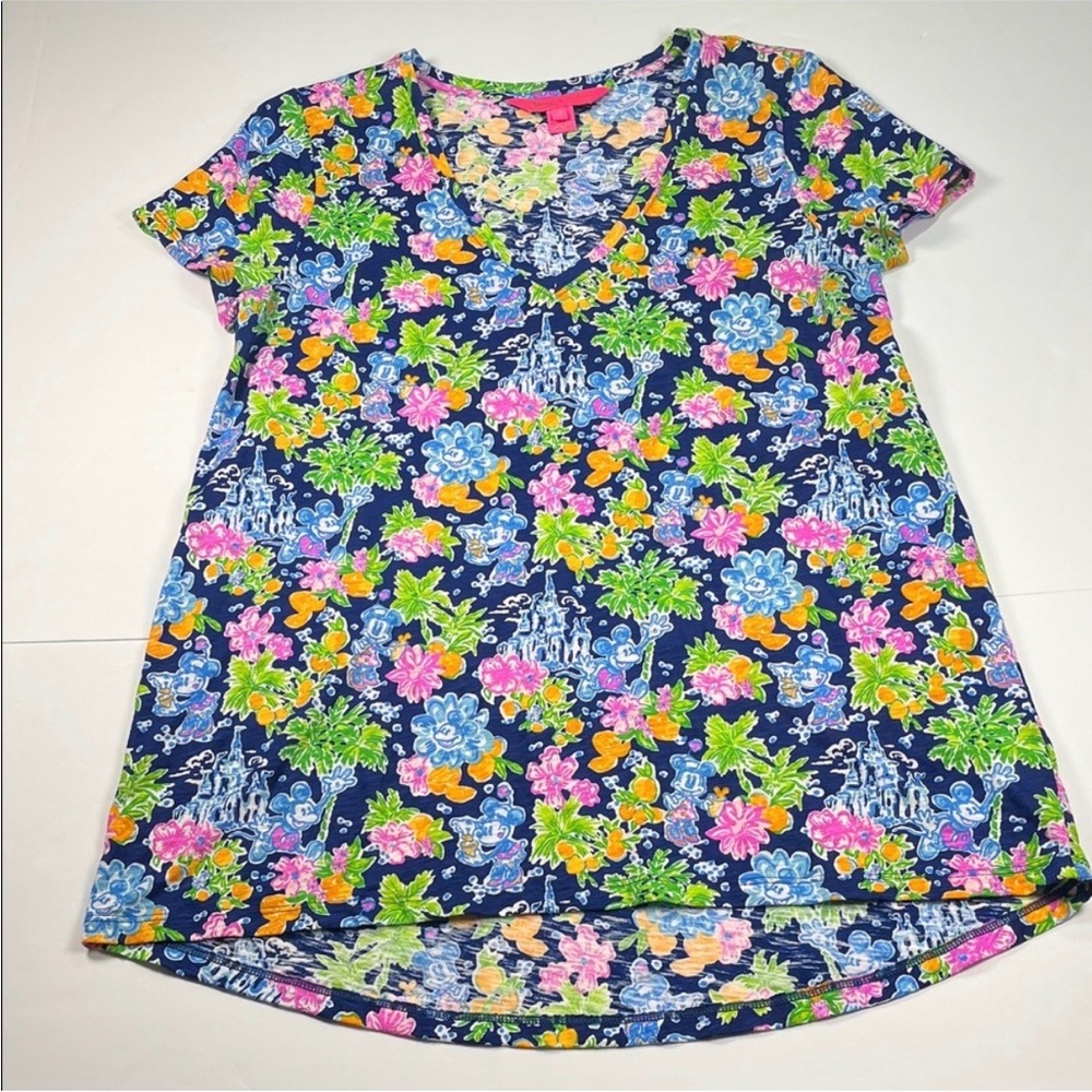 Lilly Pulitzer Blue Floral Short Sleeve Tee